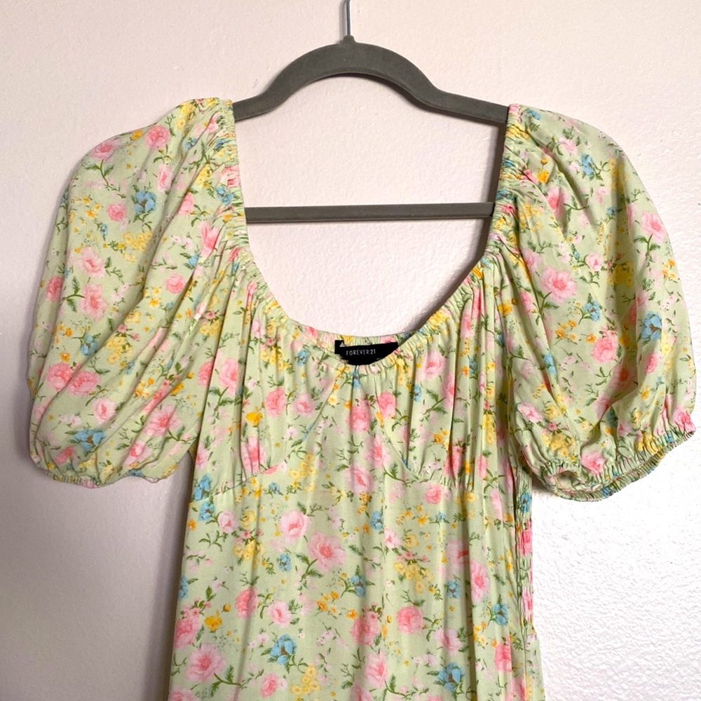 Forever 21 floral lime green dress